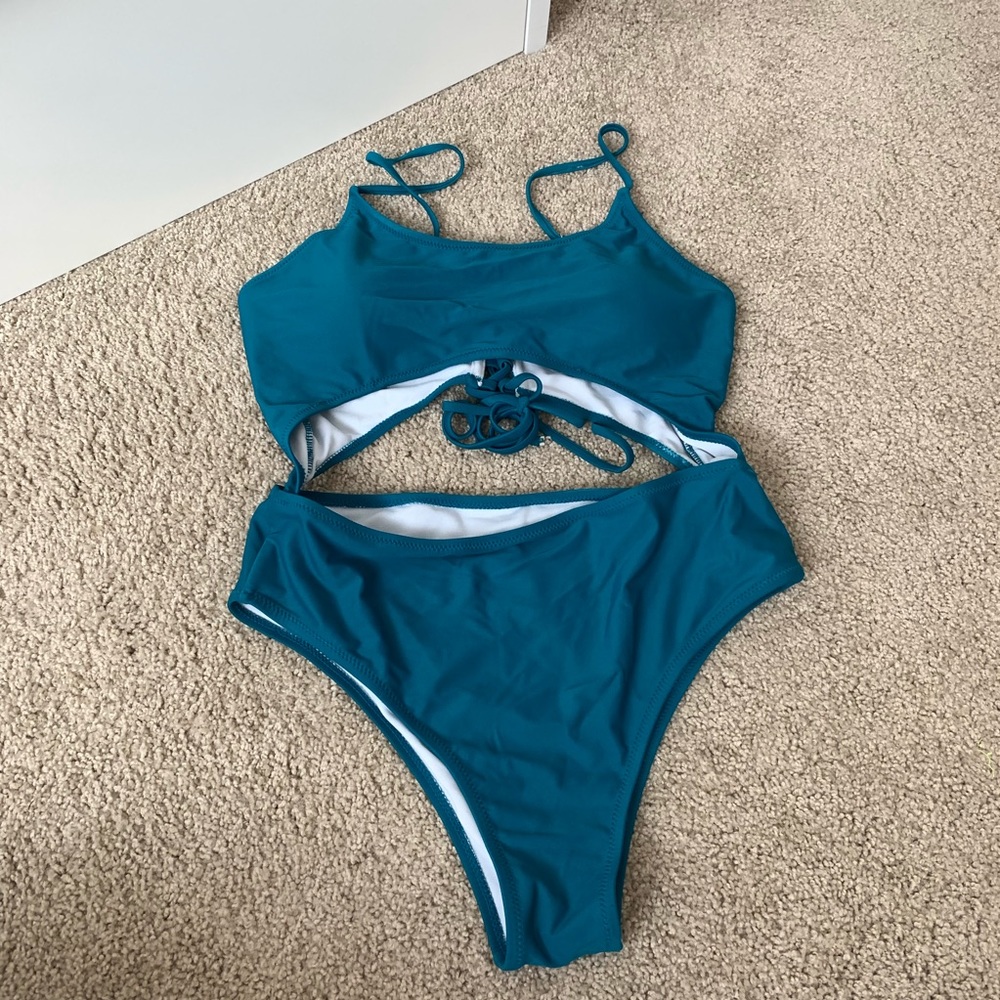Cutout Swim with Lace Up Back